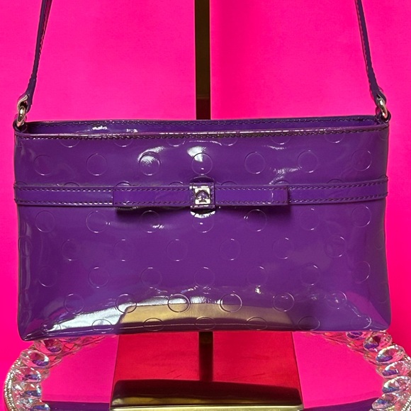 kate spade Handbags - Kate Spade New York Purple Patent Circle-Embossed Shoulder Bag Approx. 9.5 x 5.5